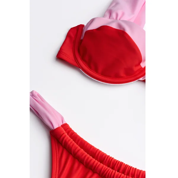 x JJD Bikini bicolore col cœur et bas taille basse